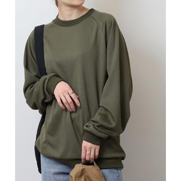 tシャツ 無地 ワイド ワッフル 長袖Tシャツ メンズ レディース