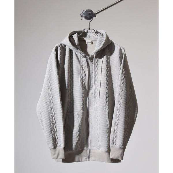 パーカー 膨れジャガード 無地 ジップパーカー メンズ レディース