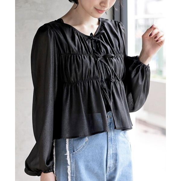 ブラウス シャツ シアーリボン２ＷＡＹカーデブラウス レディース