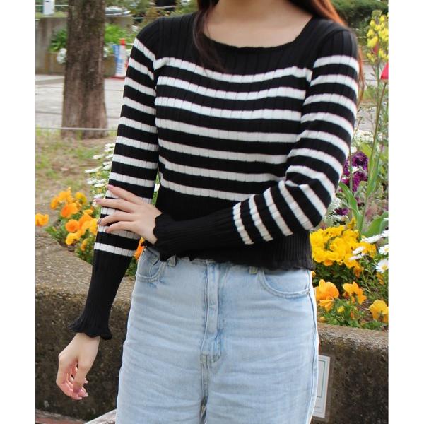 ニット セーター 「M2SUQARED/エムツースクエア」ショート丈ボーダーニット レディース