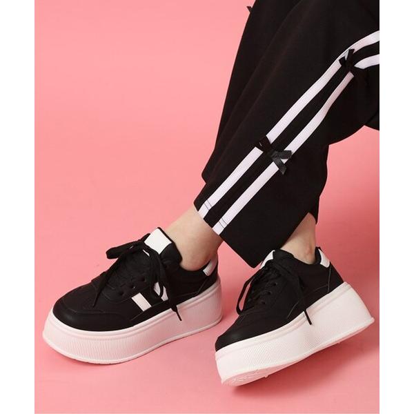 スニーカー 厚底ラインデザインスニーカー レディース