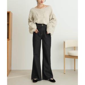 ジーンズ デニム デニムパンツ セミフレアデニムパンツ（裾カット可能） レディース