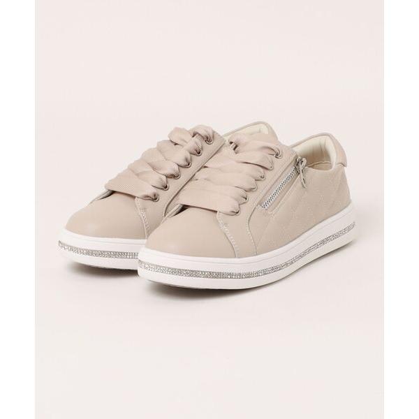 スニーカー レースアップキルティングスニーカー レディース