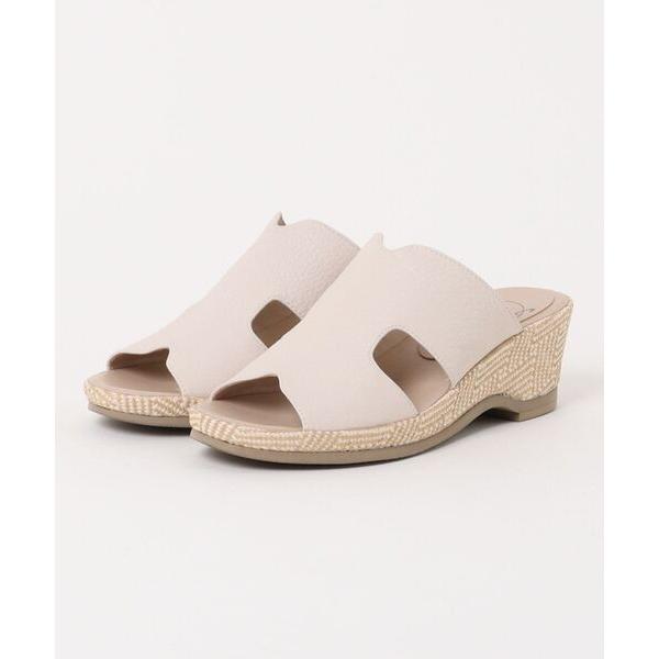 サンダル ハーフウェッジミュールサンダル レディース