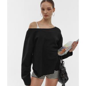 tシャツ 「B-BASIC」 エアスウェットオフショルダー長袖Tシャツ レディース