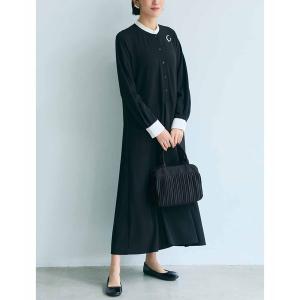 ワンピース ＩＥＤＩＴ　ブローチ付きバイカラーワンピース「ブラック」