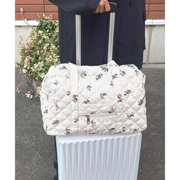 ボストンバッグ 「大容量」キルティングトラベル ボストンバッグ フラワー チェリー ドット柄 レディ...