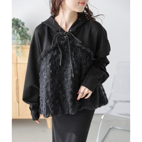 パーカー チュールフラワードッキングパーカー レディース