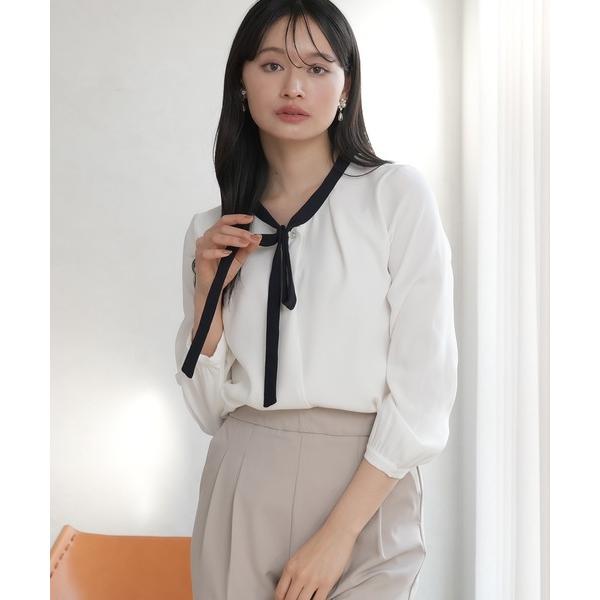 ブラウス シャツ マルチファンクション装飾ピンボウタイブラウス「UVカット/防汚加工/ウォッシャブル...