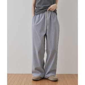 パンツ 「Unblend」ストライプ ルーズ イージーパンツ レディース メンズ