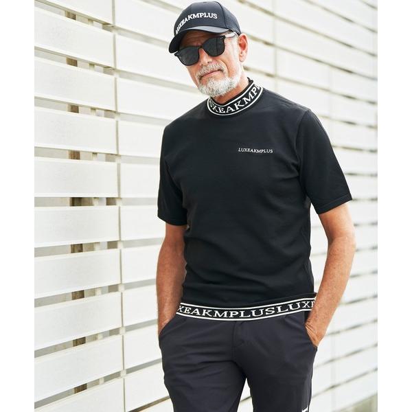 tシャツ LUXEAKMPLUS(リュクスエイケイエムプラス)ゴルフ カラーロゴ 半袖モックネックT...