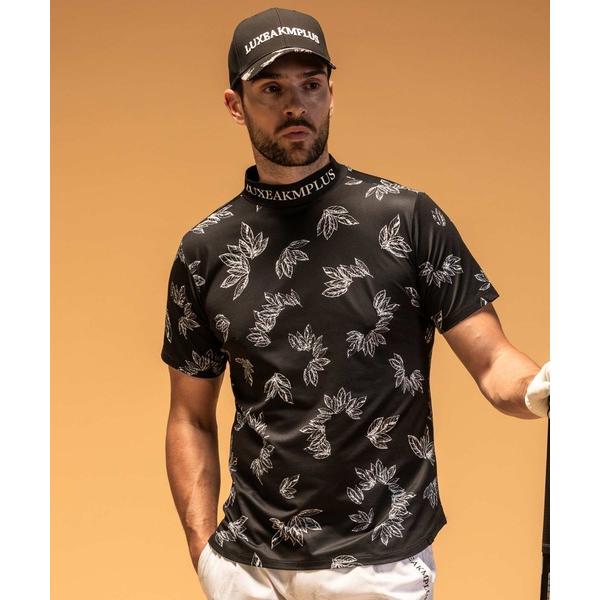 tシャツ LUXEAKMPLUS(リュクスエイケイエムプラス)ゴルフ ローレルパターン 半袖モックネ...