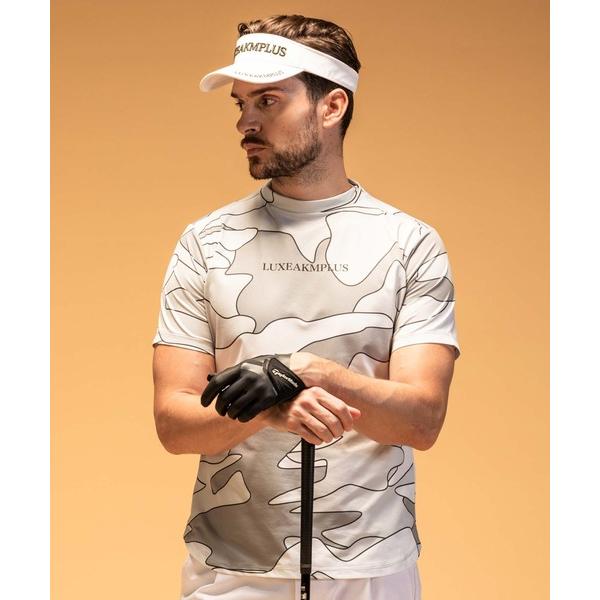 tシャツ LUXEAKMPLUS(リュクスエイケイエムプラス)ゴルフ カモ柄 半袖モックネックTシャ...