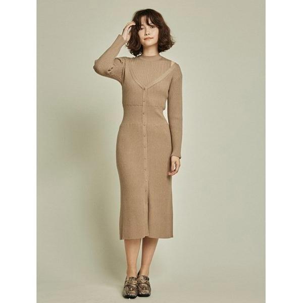 「LILY BROWN」 ニットワンピース FREE ベージュ レディース