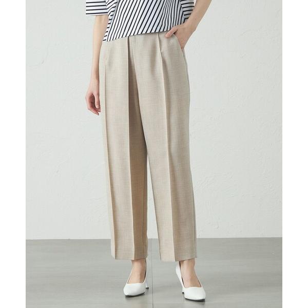 パンツ 「吸水速乾/美シルエット」リネンライクタックフォルムパンツ レディース