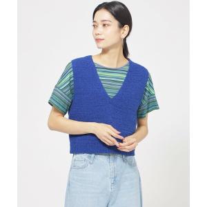 ベスト ジレ 「ウォッシャブル」ファンシーテープヤーンニットベスト レディース