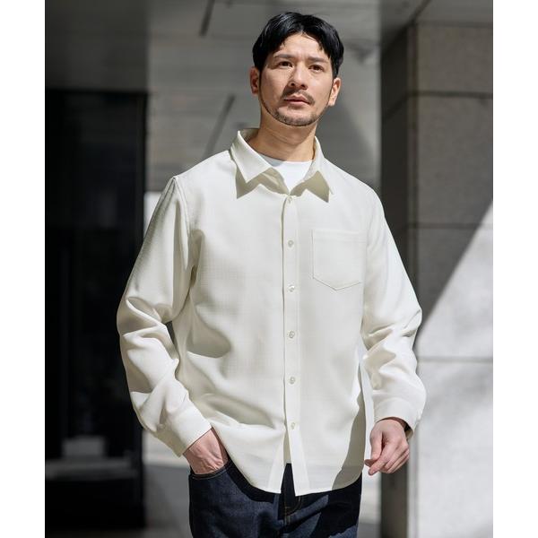 シャツ 「イージーケア・吸水速乾・通気性・軽量」綿麻ライクテックキャンバスレギュラーカラー長袖シャツ...