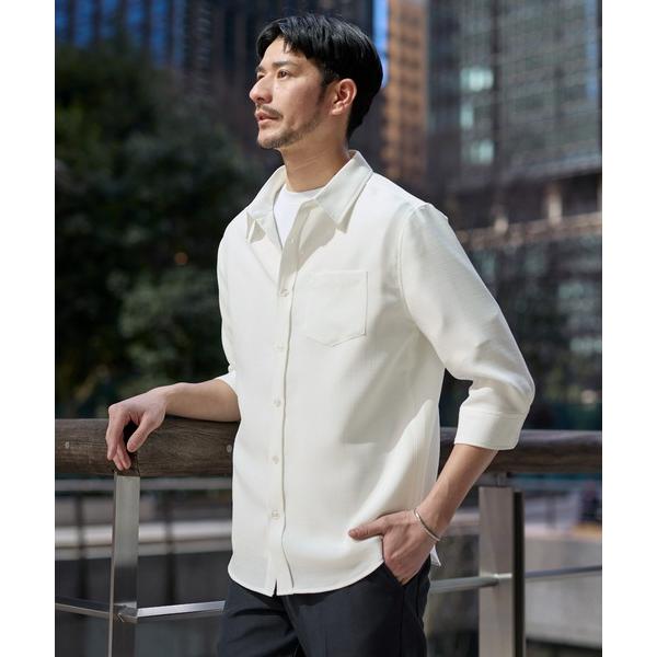 シャツ 「イージーケア・吸水速乾・通気性・軽量」綿麻ライクテックキャンバスレギュラーカラー7分袖シャ...