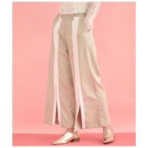 パンツ センターライン ホックデザイン スリット パンツ レディース