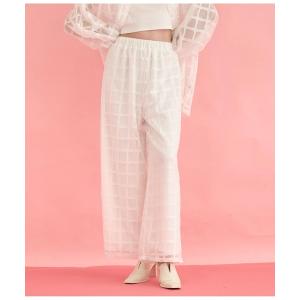 ワイドパンツ パンツ 格子チェック メッシュ ワイド パンツ レディース