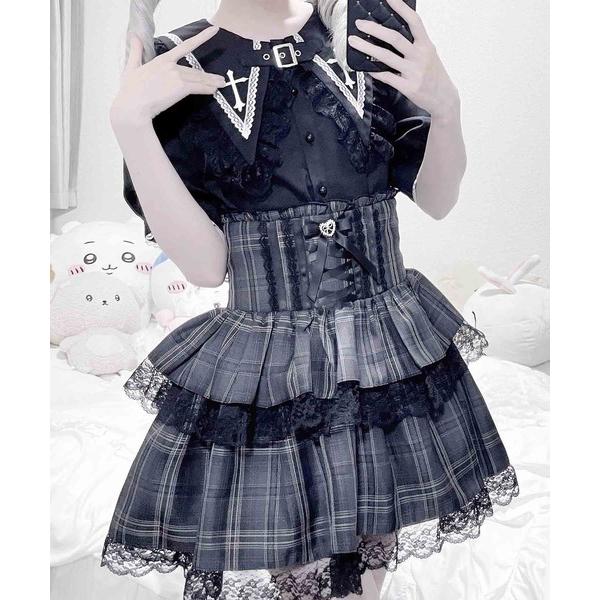 ブラウス シャツ 半袖 BIG襟クロス刺繍ブラウス レディース