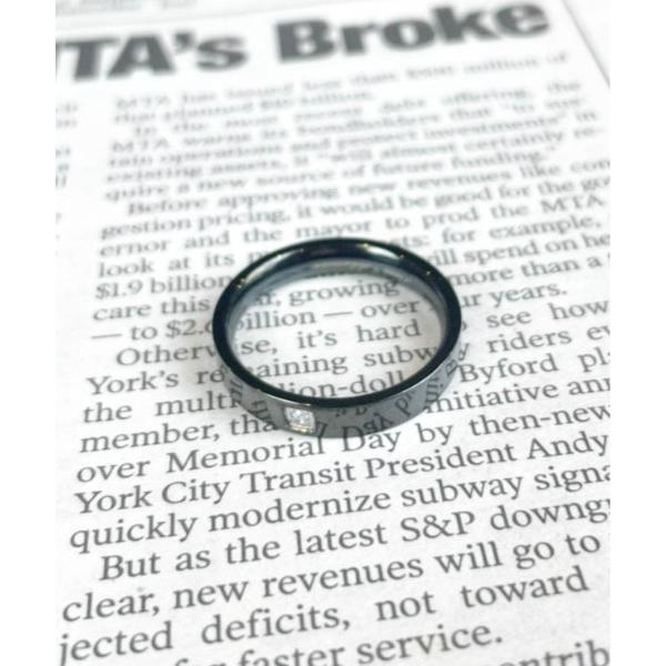 指輪 リング 「RS」「サージカルステンレス」金4ミリ平打ちダイヤモンドセットアップリング　ブラック...