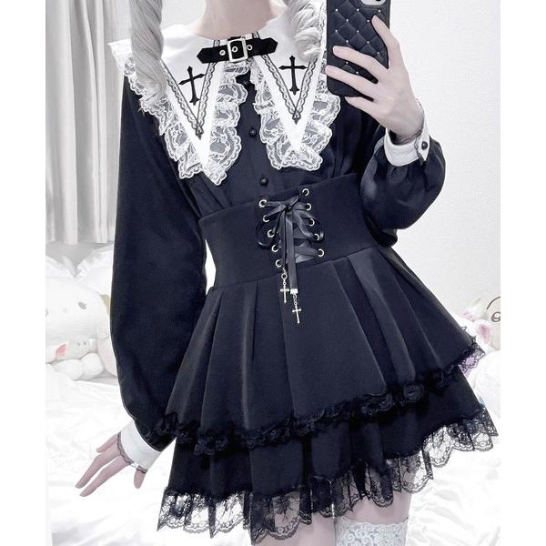 ブラウス シャツ ベルト付きクロス刺繍ブラウス レディース