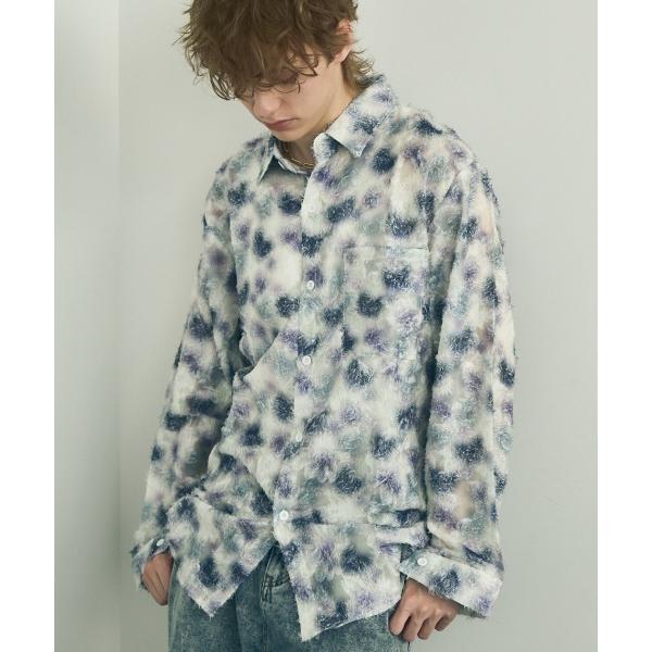 シャツ Painting Design Long Sleeve Sheer Shirt / ペインテ...
