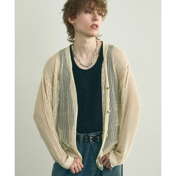 カーディガン Big silhouette knit loose sheer cardigan / ...
