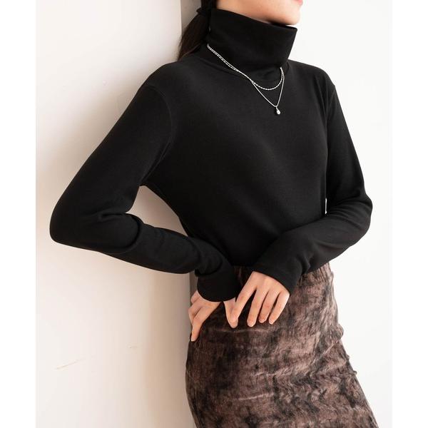 tシャツ 滑らか快適肌さわりがいい。首元はリラックスにハイネックヒートトップス レディース