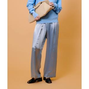 パンツ アセテートサテンタックパンツ レディース