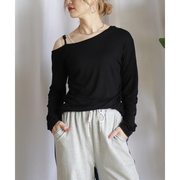 tシャツ 肩アシメロングTシャツ レディース