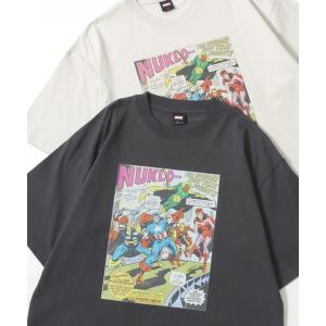 tシャツ 半袖 Disney/ディズニー MARVEL/マーベル スパイダーマン・キャプテンアメリカ オーバーサイズ ピグメント風 ヴィンテージ加工 半袖Tシャツ/レデ…