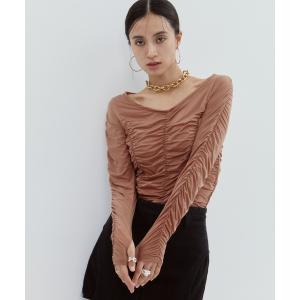 tシャツ 「STUDIOUS/ステュディオス」Gathered Skin Top/ギャザースキントップス レディース