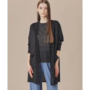 カーディガン シャイニーリネンニットカーディガン レディース