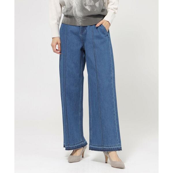 ジーンズ デニム デニムパンツ 「ウォッシャブル」ライトオンスストレートフレアデニム レディース