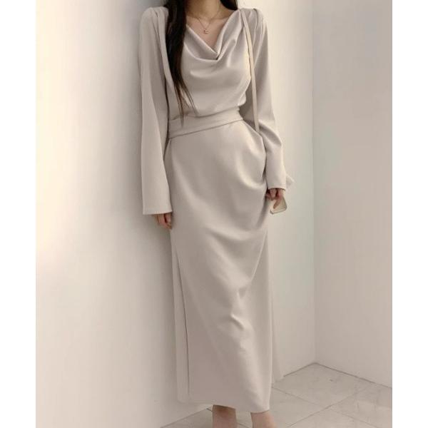 ドレス ドレープネックミニマルドレス