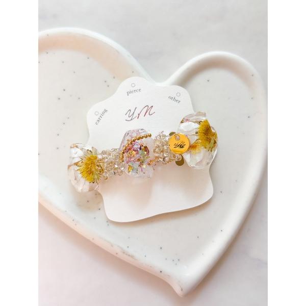 ヘアクリップ 「YM」うるうるビーズ×花　レジンヘアクリップ（MA）