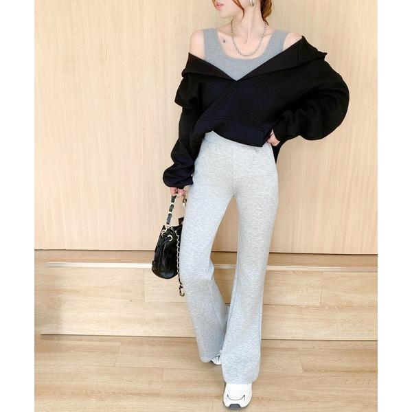 パンツ 選べる丈 フレアレギパン  ストレッチ もっちり素材 レディース