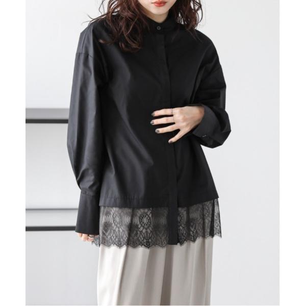 ブラウス シャツ レースヘム シャツブラウス レディース