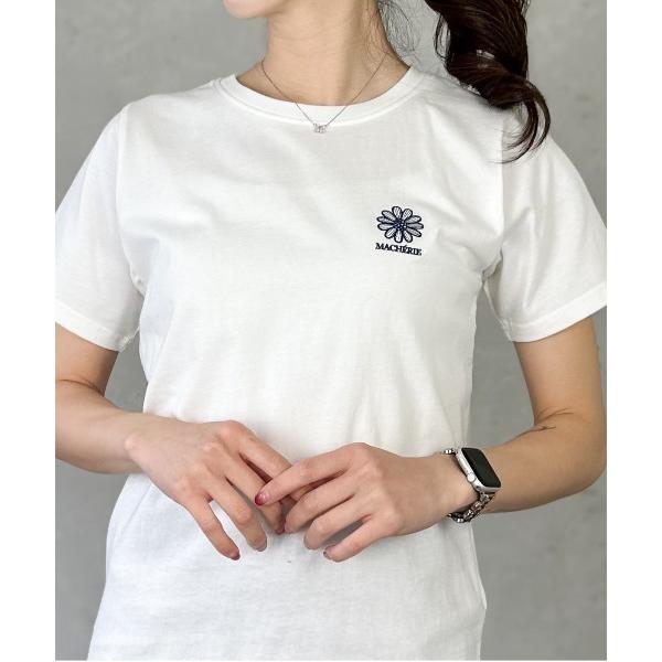 tシャツ 半袖 天竺フラワー刺繍コンパクトＴシャツ レディース