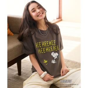 tシャツ 「PEANUTS/ピーナッツ」スヌーピー/SNOOPYヴィンテージ風カスレプリント半袖Tシャツ レディース