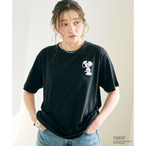 tシャツ 半袖 「PEANUTS/ピーナッツ」SNOOPY/スヌーピーワンポイントサガラ刺繍半袖Tシャツ レディース