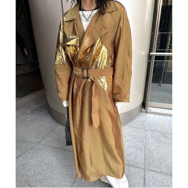 トレンチコート コート FOIL PAINTING SHEER TRENCH COAT レディース