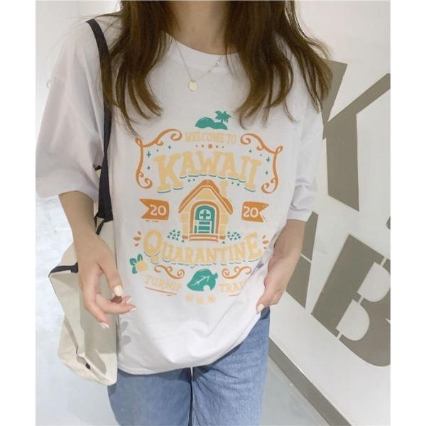 tシャツ カラープリントオーバーサイズTシャツ レディース