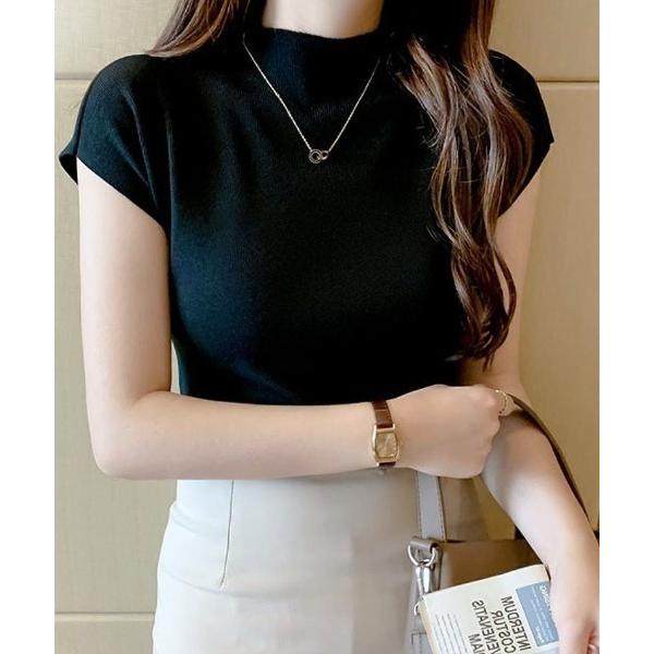 ニット セーター 冷感素材で夏に涼しくプチハイネックサマーニット レディース