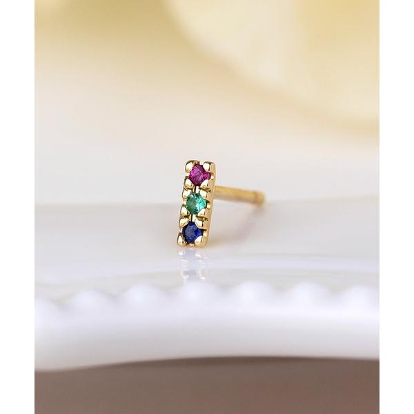 ピアス 「 Solo Pierce」「 セカンドピアス」 K18 貴石3石ハーフピアス レディース