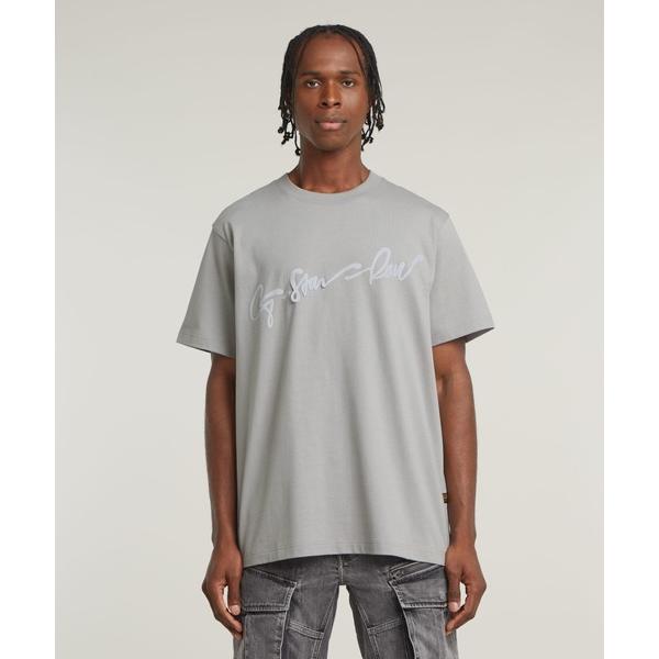 tシャツ FLOCK G-SCRIPT LOOSE T-SHIRT/フロックプリントロゴオーバーサイ...