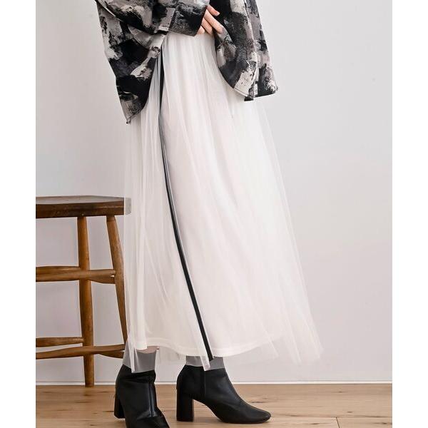 スカート サイドラインチュールギャザースカート