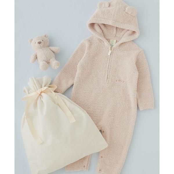 出産祝い 「ラッピング済み」「BABY」パウダーベアロンパース＆ぬいぐるみSET
